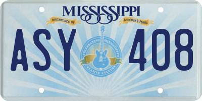 MS license plate ASY408
