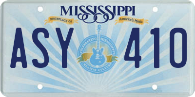 MS license plate ASY410