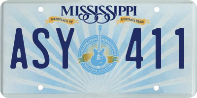 MS license plate ASY411