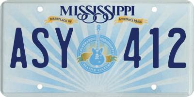 MS license plate ASY412
