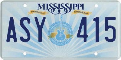 MS license plate ASY415
