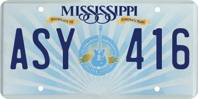 MS license plate ASY416