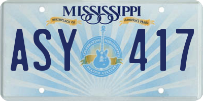 MS license plate ASY417