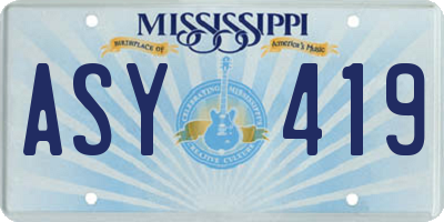 MS license plate ASY419