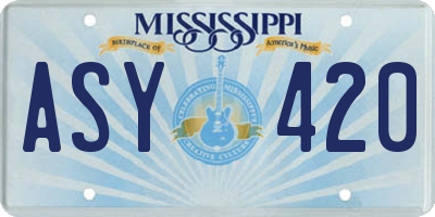 MS license plate ASY420