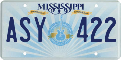 MS license plate ASY422