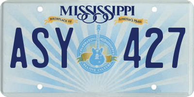 MS license plate ASY427