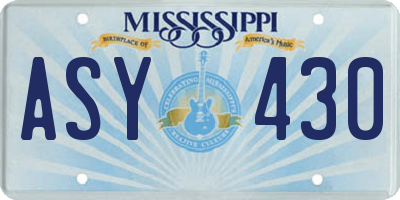 MS license plate ASY430