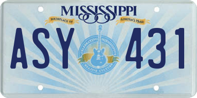 MS license plate ASY431