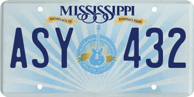 MS license plate ASY432