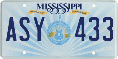 MS license plate ASY433