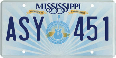 MS license plate ASY451