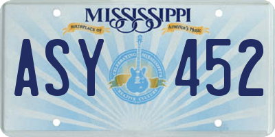MS license plate ASY452