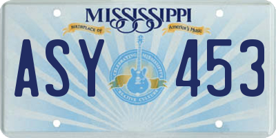 MS license plate ASY453