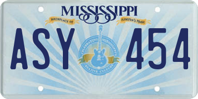MS license plate ASY454