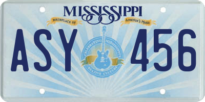 MS license plate ASY456