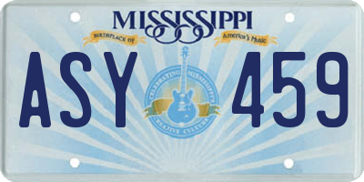 MS license plate ASY459
