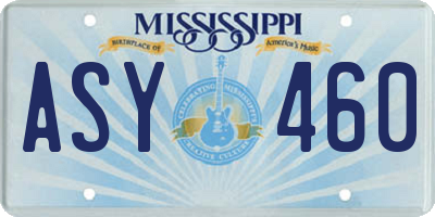 MS license plate ASY460
