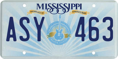 MS license plate ASY463
