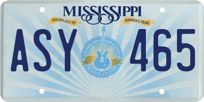 MS license plate ASY465