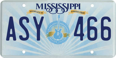 MS license plate ASY466