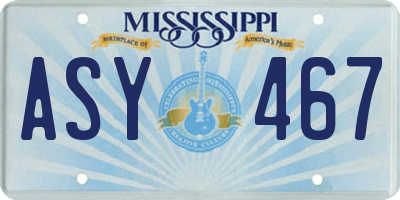 MS license plate ASY467