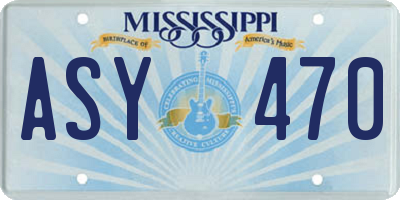 MS license plate ASY470
