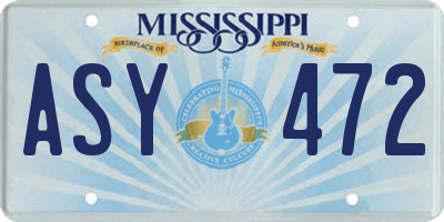 MS license plate ASY472