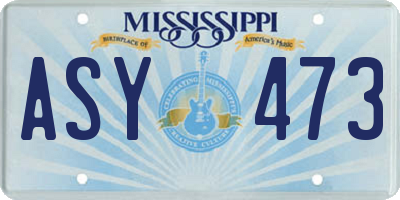 MS license plate ASY473