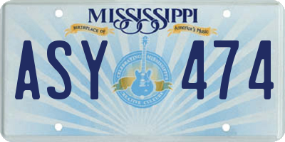 MS license plate ASY474