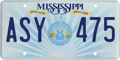 MS license plate ASY475