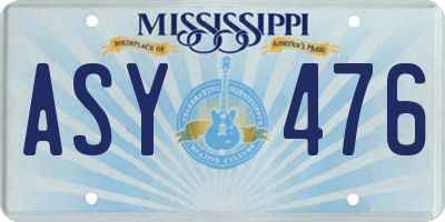 MS license plate ASY476