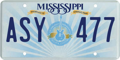 MS license plate ASY477