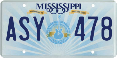 MS license plate ASY478