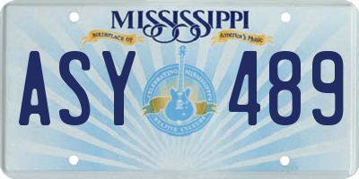 MS license plate ASY489