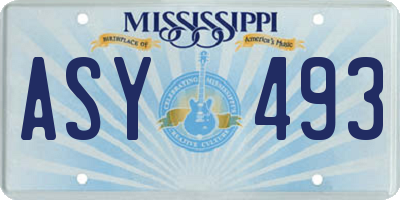 MS license plate ASY493