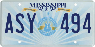 MS license plate ASY494