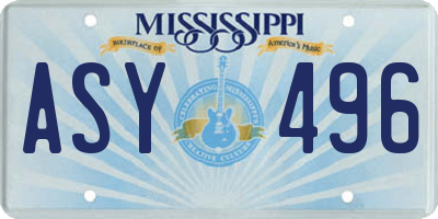 MS license plate ASY496