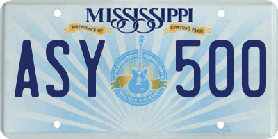 MS license plate ASY500
