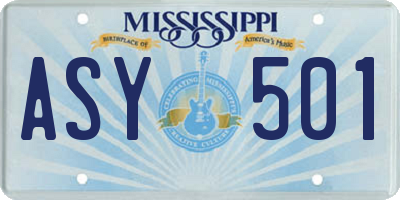 MS license plate ASY501