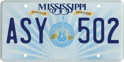 MS license plate ASY502