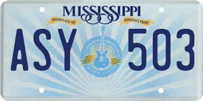 MS license plate ASY503