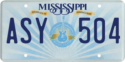 MS license plate ASY504