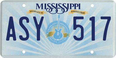 MS license plate ASY517