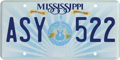 MS license plate ASY522