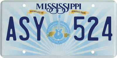 MS license plate ASY524