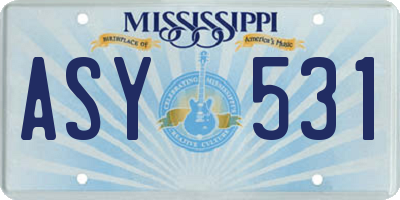MS license plate ASY531