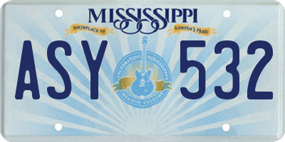 MS license plate ASY532