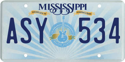 MS license plate ASY534