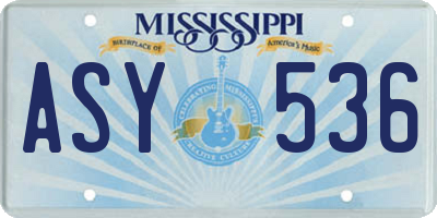 MS license plate ASY536